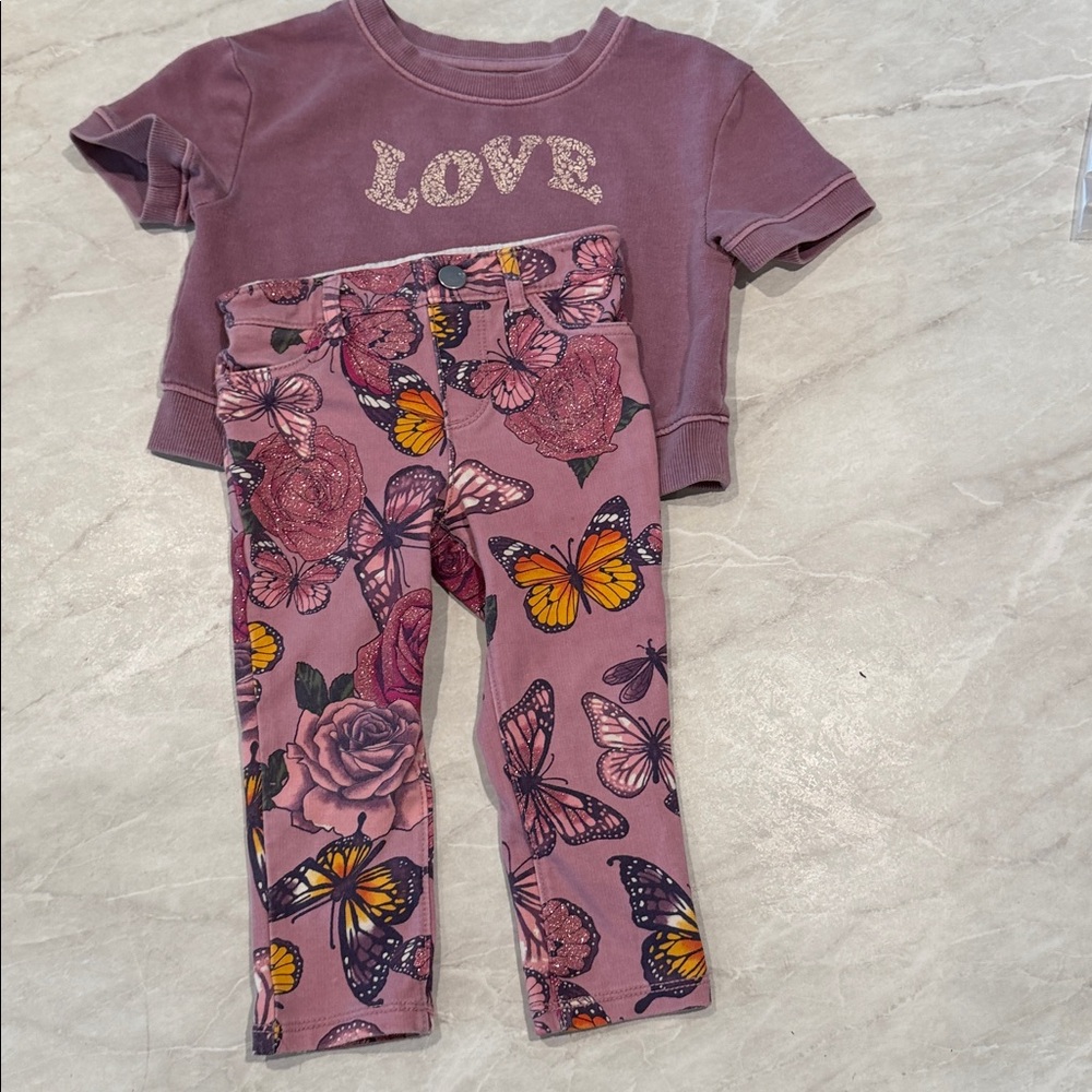 Cat & Jack sweatshirt  Purple 18M
Children’s place pants 18M